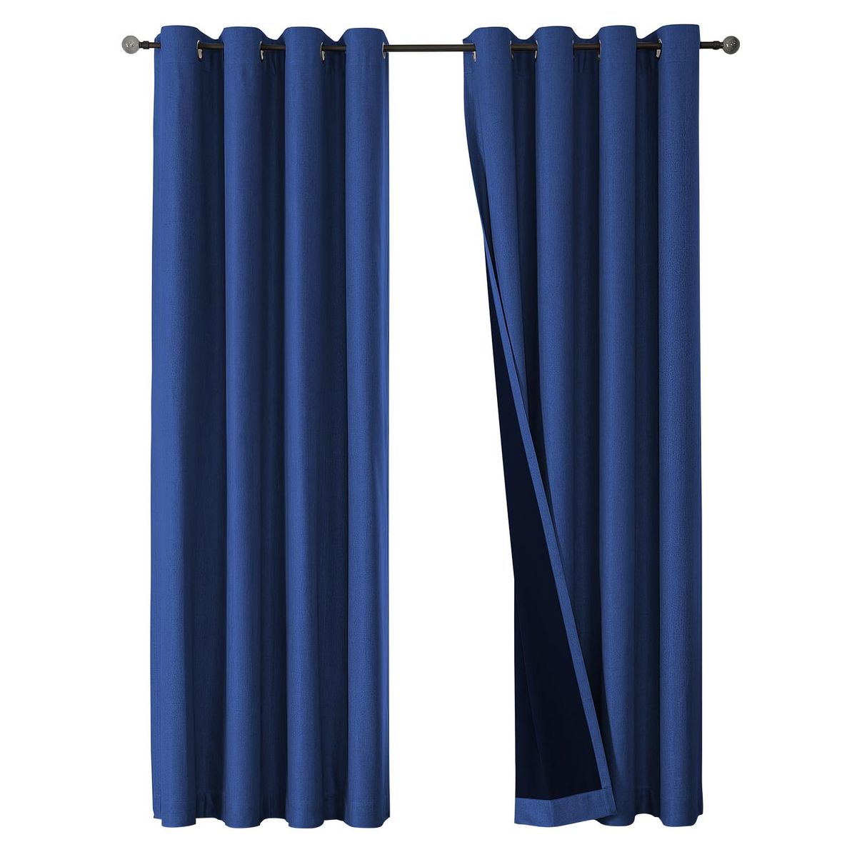 OKAERI - Cortina Blackout 100% 1 Paño 140x230cm Textura Lino - Azul