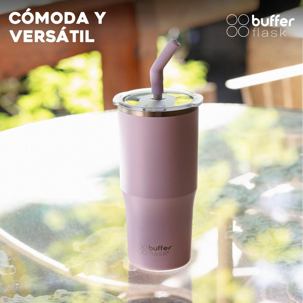 BUFFER FLASK - Mug Vaso Termo Agua Cafe 700ml AceroInox +Tapas - Lila