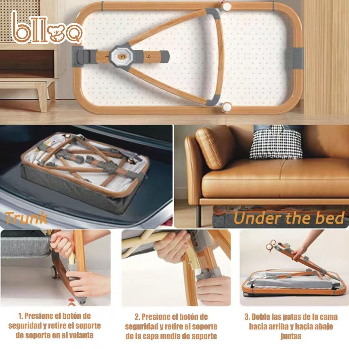 BLLOQ - Cuna Plegable Infantil Tres En Uno Color Gris