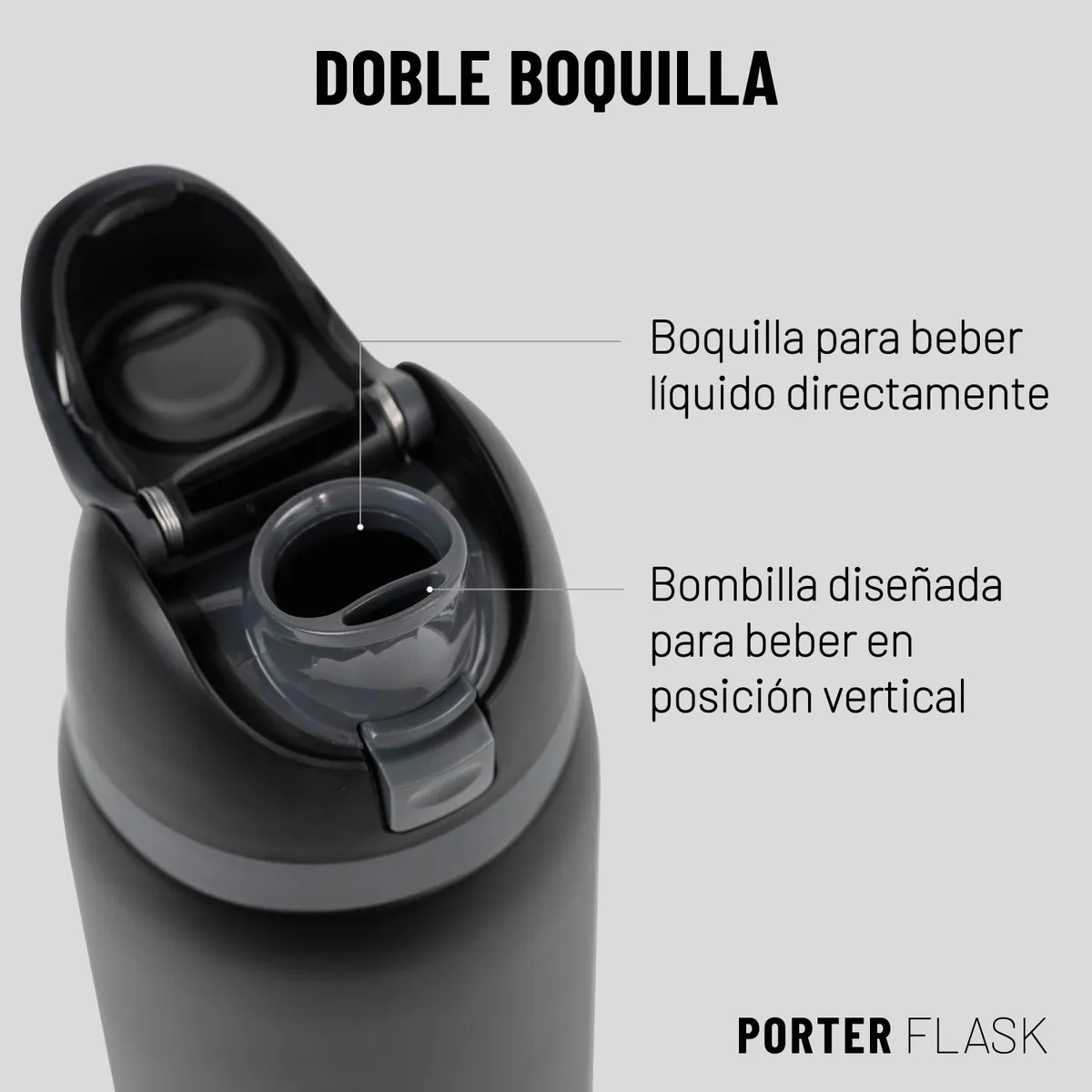 BUFFER FLASK - Termo Botella Agua Termica Porter Flask 1L Inox - Negro