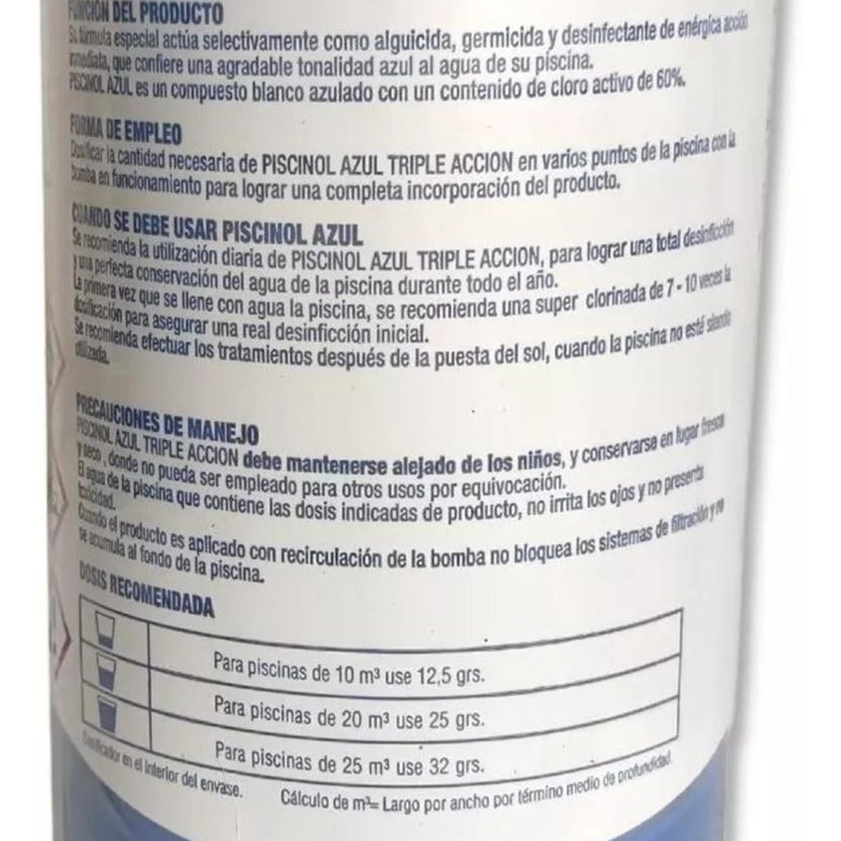 PISCINOL - Cloro Azul Triple Acción Alguicida Germicida Piscinol 1kg