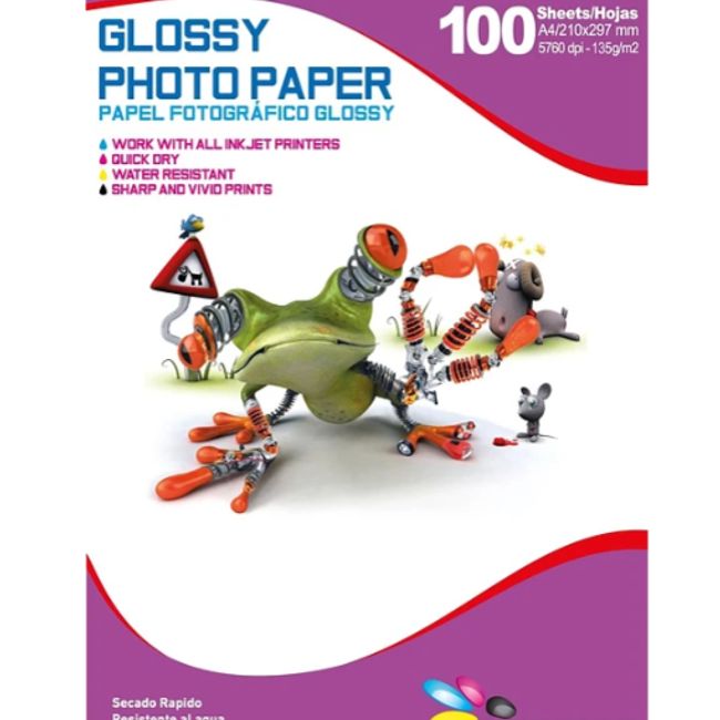 IMPRINK - Papel Fotografico Glossy Brillante A4 135grs 100hjs Imprink
