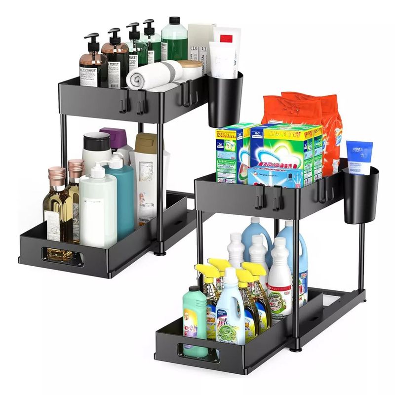 MUNDO MAGIA - Organizador Bajo Lavaplatos Extraíble Cocina Baño 2 Unidades