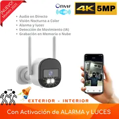 D MOTICA - Mini Cámara Seguridad Wifi Inteligente 4K 5MP - Audio y Detección Movimiento