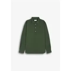 SCALPERS - Linen Blend Polera Shirt Dark Khaki