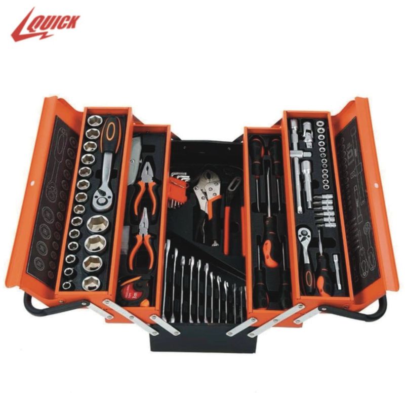 QUICK - Quick Caja Herramientas Set 85 Pcs Plegable 5 Niveles Metal