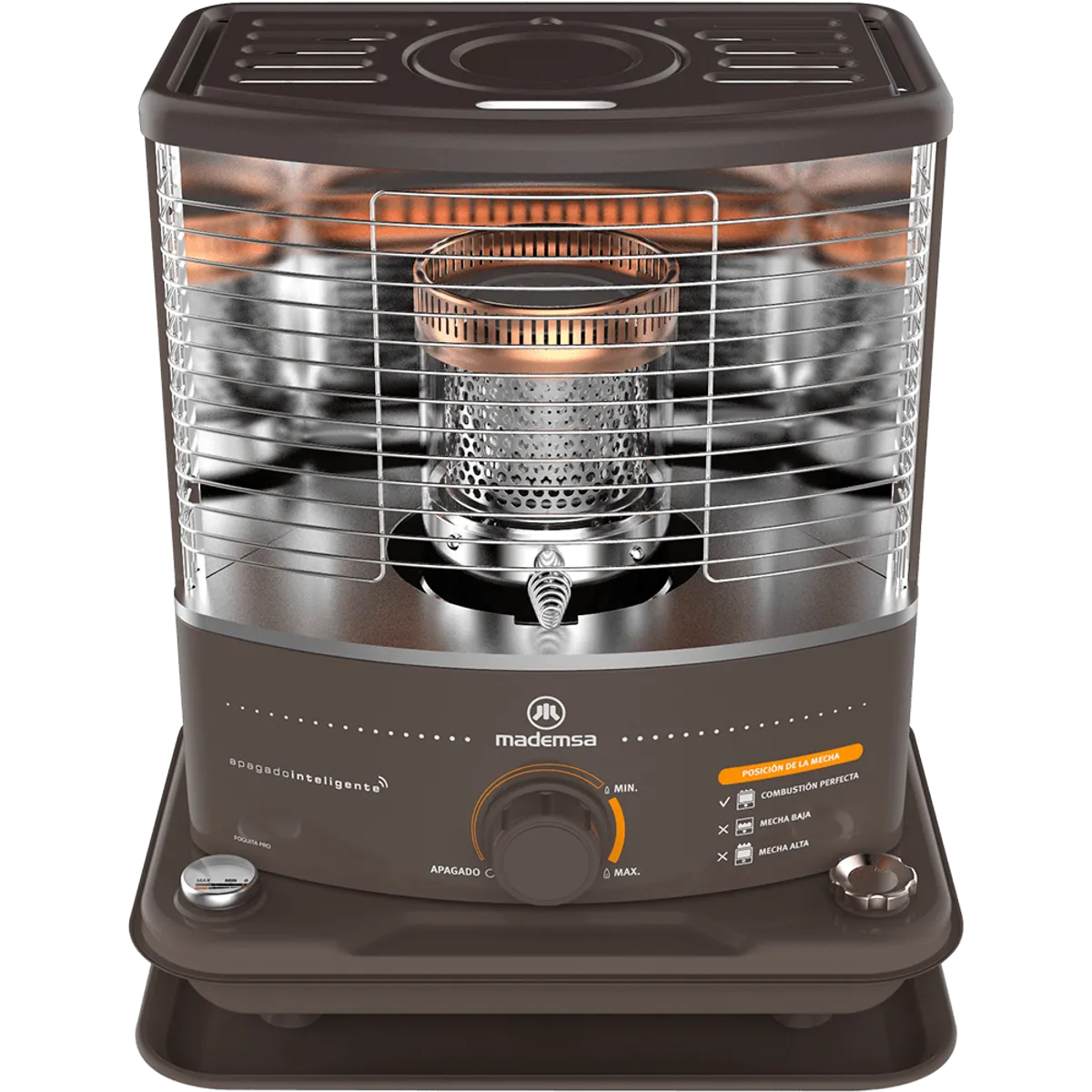 MADEMSA - Estufa Parafina Mecha Mademsa 4 Litros 2,7 Kw Quemador Cristal Simples Foguita Pro