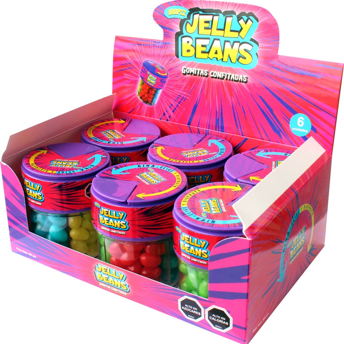 GENERICO - Display 6 Frascos Gomitas Confitadas Surtidas Jelly Beans GENERICO