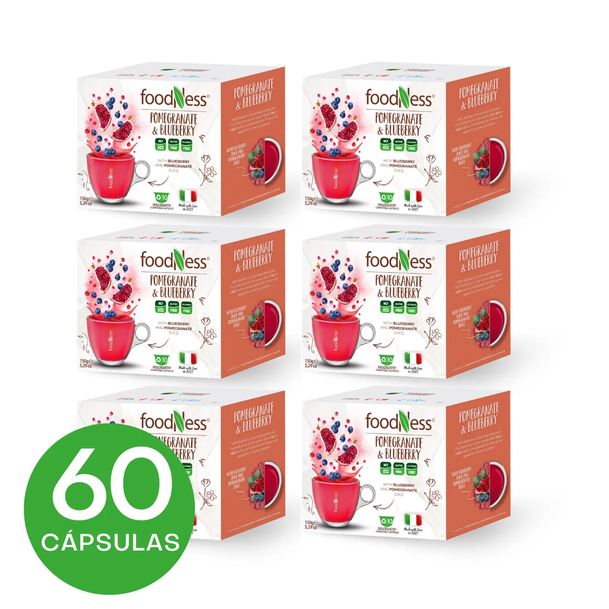 FOODNESS - Infusión Arándano 60 cápsulas Dolce Gusto compatibles