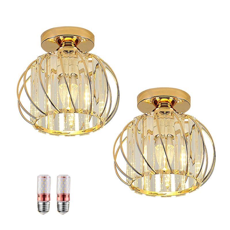 BITART - 2pk Lámpara De Techo De Lujo Con Estilo Moderno Y Cristales oro