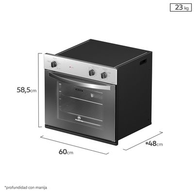 Imagen 2 del producto Horno Empotrable Eléctrico 66L Timer y Cavidad Esmaltada M Spazio 140A Gris