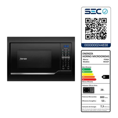 Imagen 2 del producto Microondas Empotrable 30 Litros Digital Elimina Olores ME3EP Negro