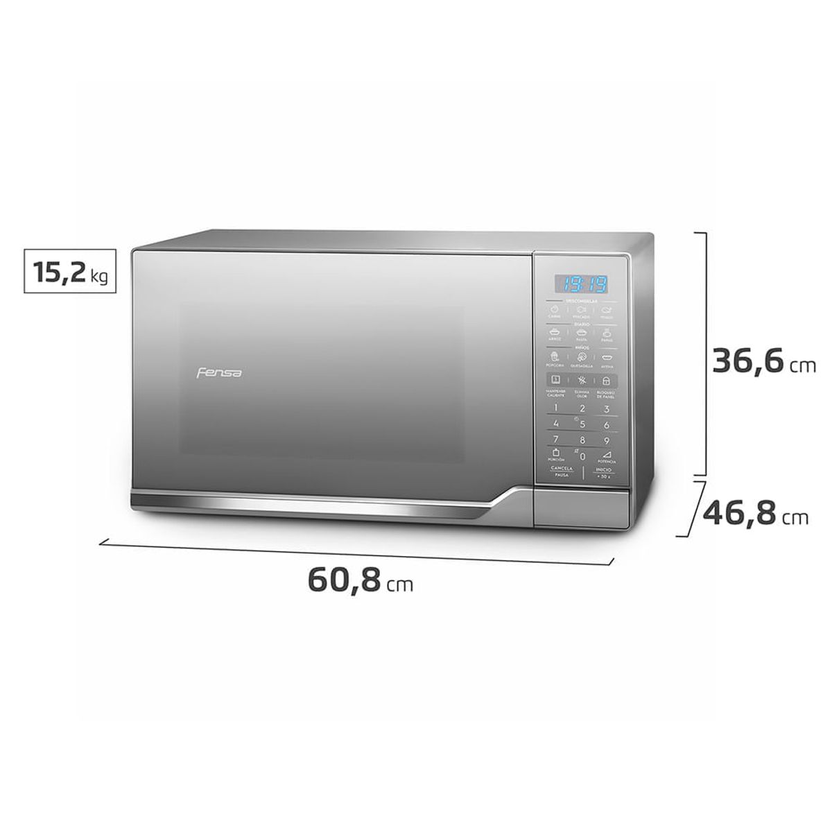 FENSA - Microondas Fensa 30 Litros Digital Elimina Olores NMDO30S5GCRG Inox