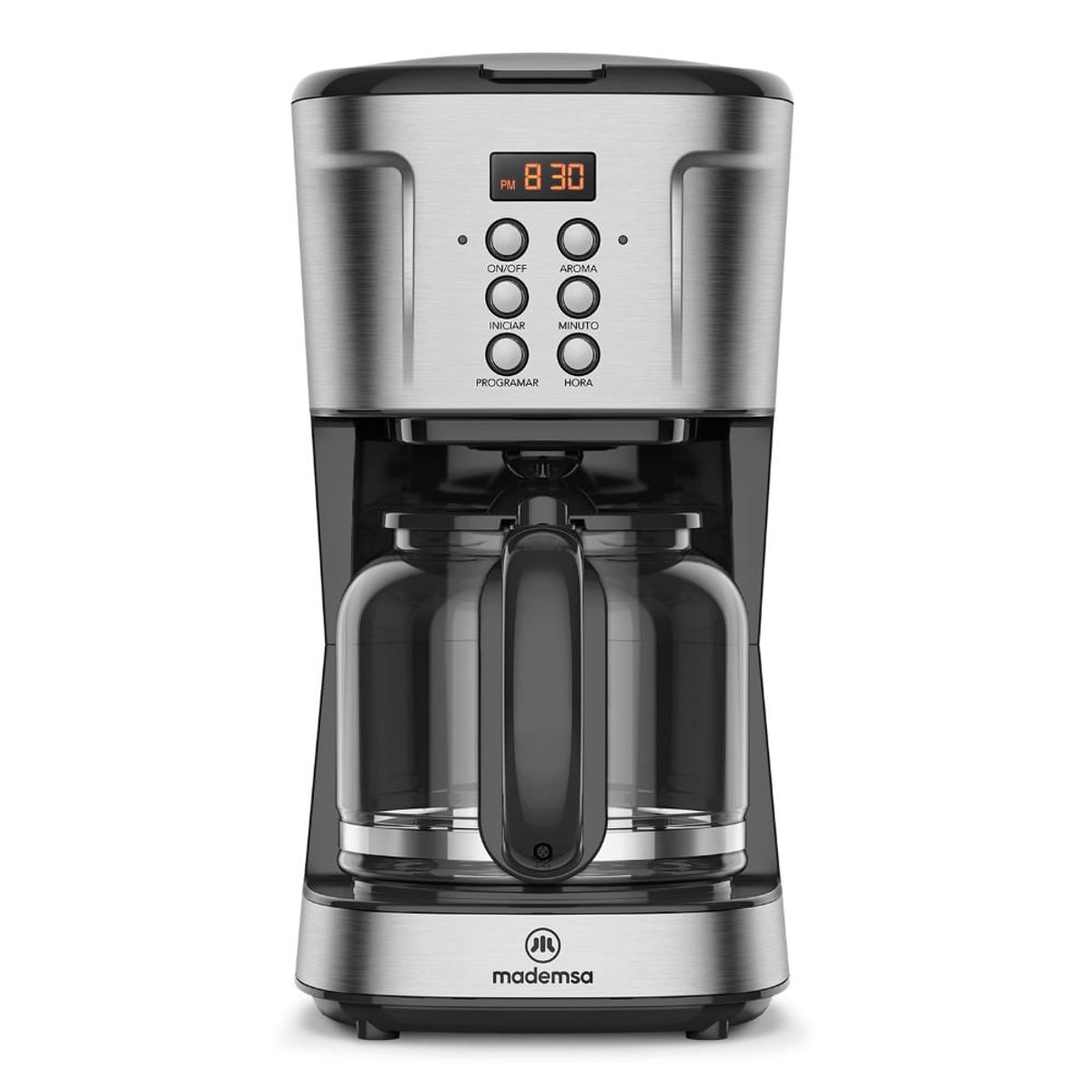 MADEMSA - Cafetera Eléctrica Mademsa 1,5L Proglamable 900W MCM30 Acero Inoxidable
