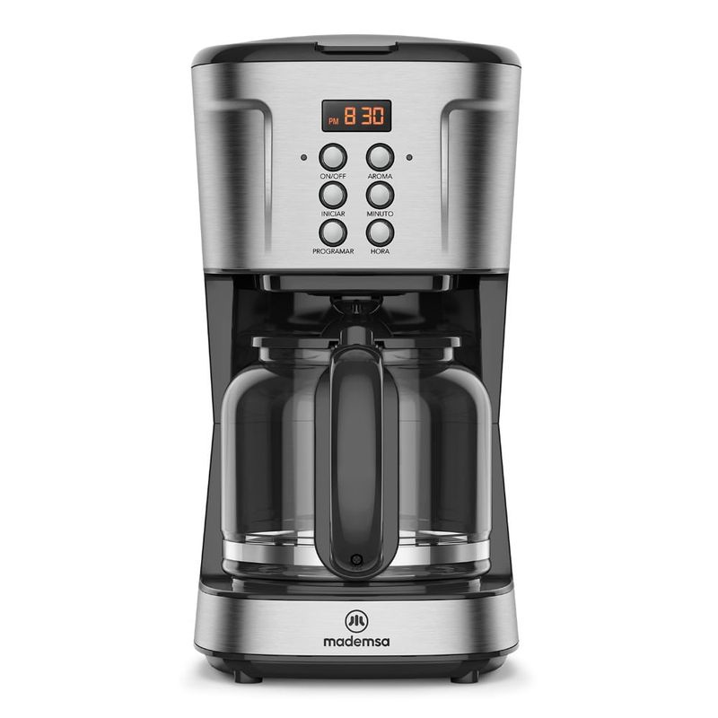 MADEMSA - Cafetera Eléctrica Mademsa 1,5L Proglamable 900W MCM30 Acero Inoxidable
