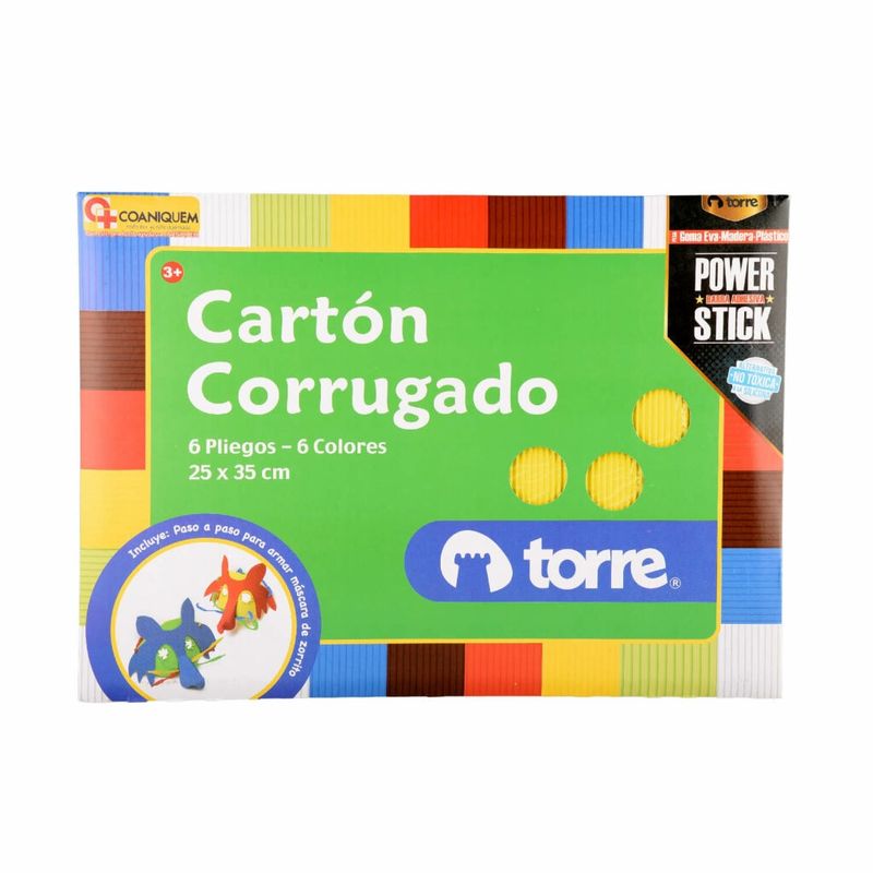GENERICO - Carpeta Cartón Corrugado 6 Pliegos 6colores De 25x35cm Torre