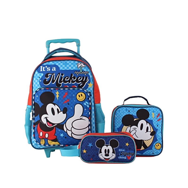GENERICO - MOCHILA ESCOLAR CON RUEDAS INFANTIL MAS ESTUCHE Y LONCHERA