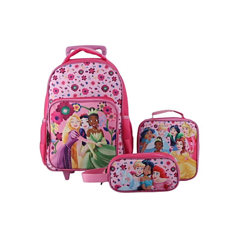 GENERICO - MOCHILA ESCOLAR CON RUEDAS INFANTIL MAS ESTUCHE Y LONCHERA