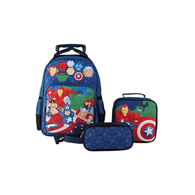 GENERICO - MOCHILA ESCOLAR CON RUEDAS INFANTIL MAS ESTUCHE Y LONCHERA