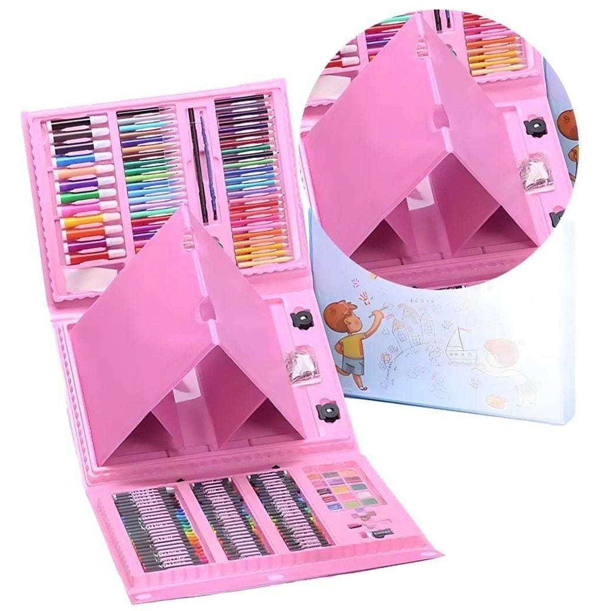 GENERICO - Set Creativo Maleta Dibujo Arte Kit Niños 208 Pcs Portátil