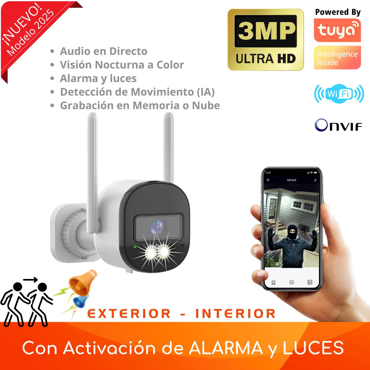 D MOTICA - Mini Cámara Seguridad Wifi Inteligente Ultra HD - Audio y Detección Movimiento