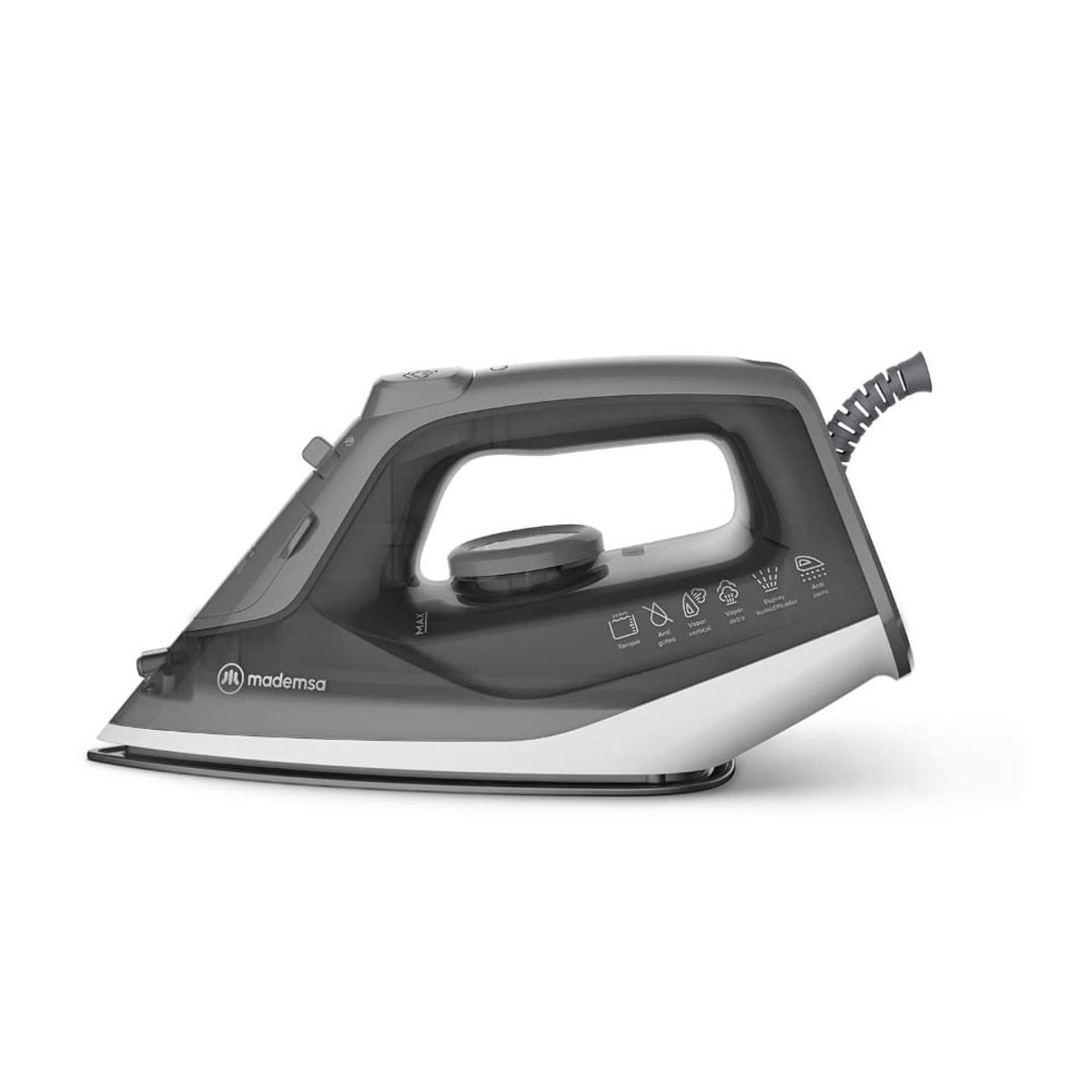 MADEMSA - Plancha a Vapor Mademsa con Base de Cerámica y Vapor Vertical MIR20 Gris