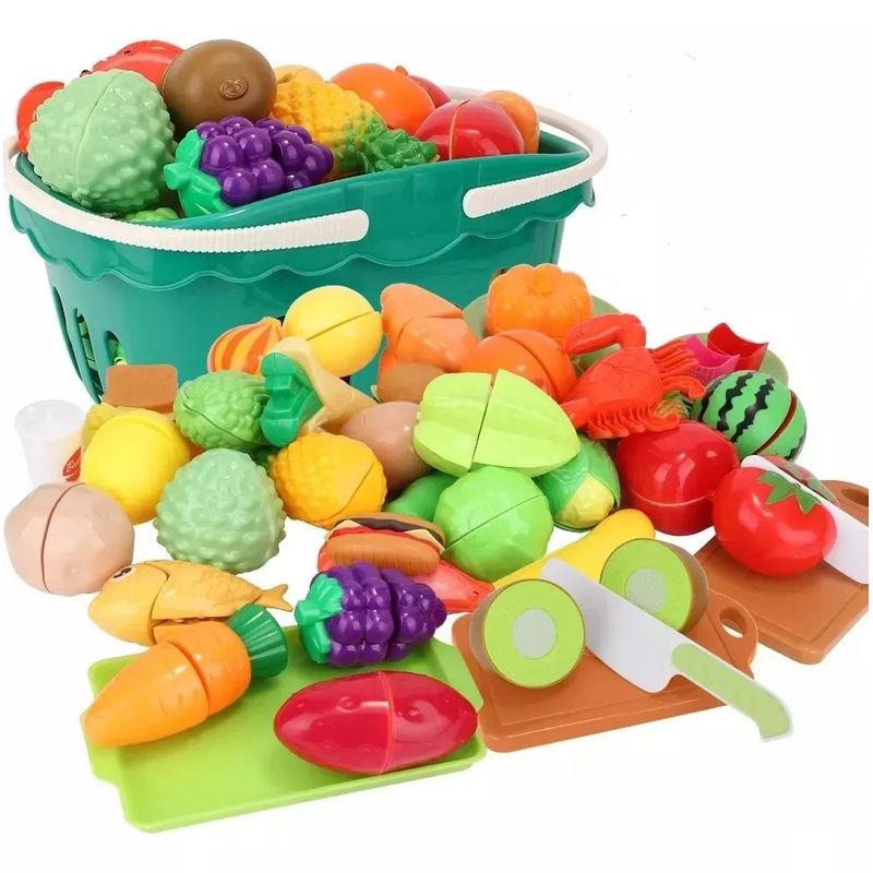 MUNDO MAGIA - Juguete De Corte De Cocina De Frutas Y Verduras 51 Piezas