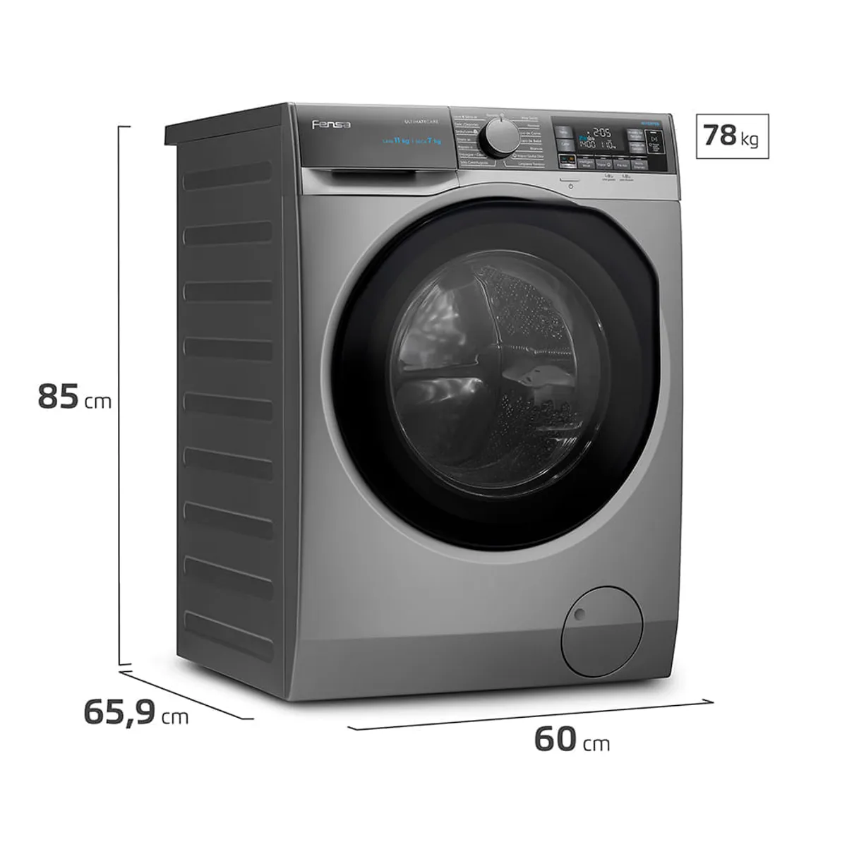 FENSA - Lavadora Secadora Fensa 11Kg Carga Frontal Lavado Inteligente y UltraMix 11WD Gris