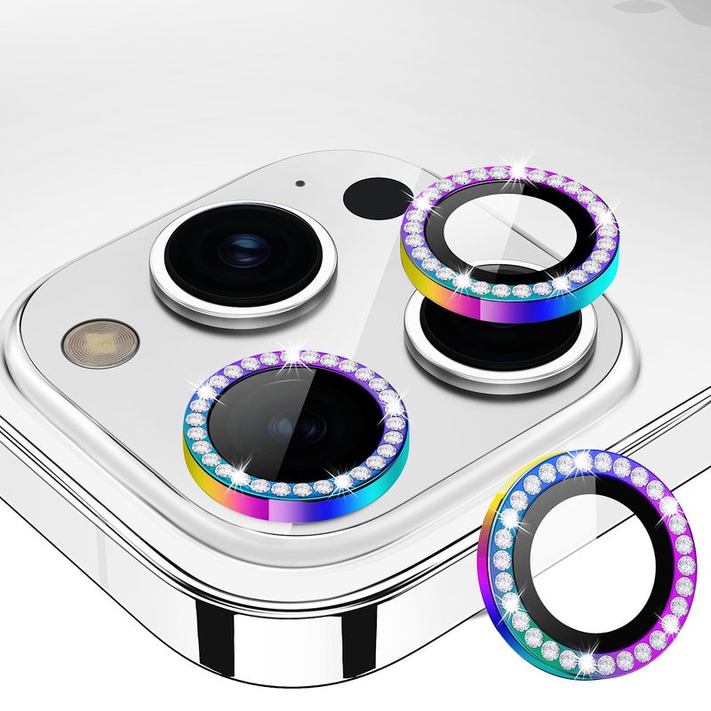 GENERICO - Protector De Lentes Diamante Para iPhone 15 Pro-Max-Multicolor
