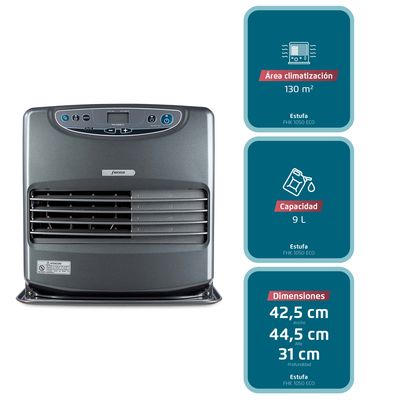 Imagen 2 del producto Estufa Parafina Láser 9 Litros 5,2Kw Panel Digital, Timer y Botón Eco FHK 1050