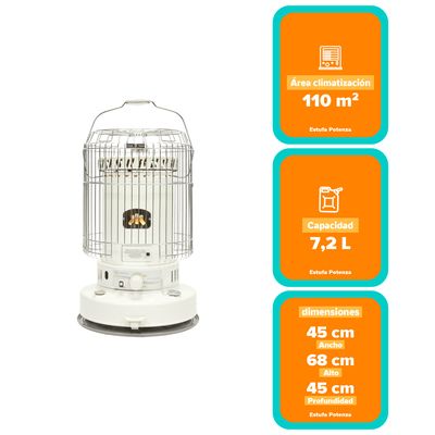 Imagen 2 del producto Estufa Parafina Mecha 7,2 Litros 6,2 Kw Encendido Automático Potenza