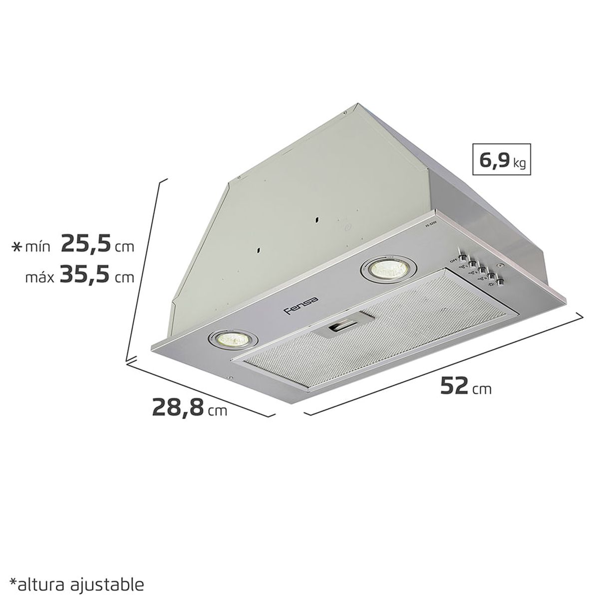 FENSA - Campana de Cocina Extractora Fensa 52cm Empotrable Double Function FX 5200 Inox