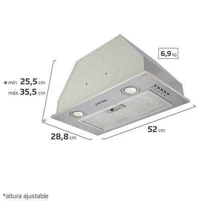 Imagen 2 del producto Campana de Cocina Extractora 52cm Empotrable Double Function FX 5200 Inox