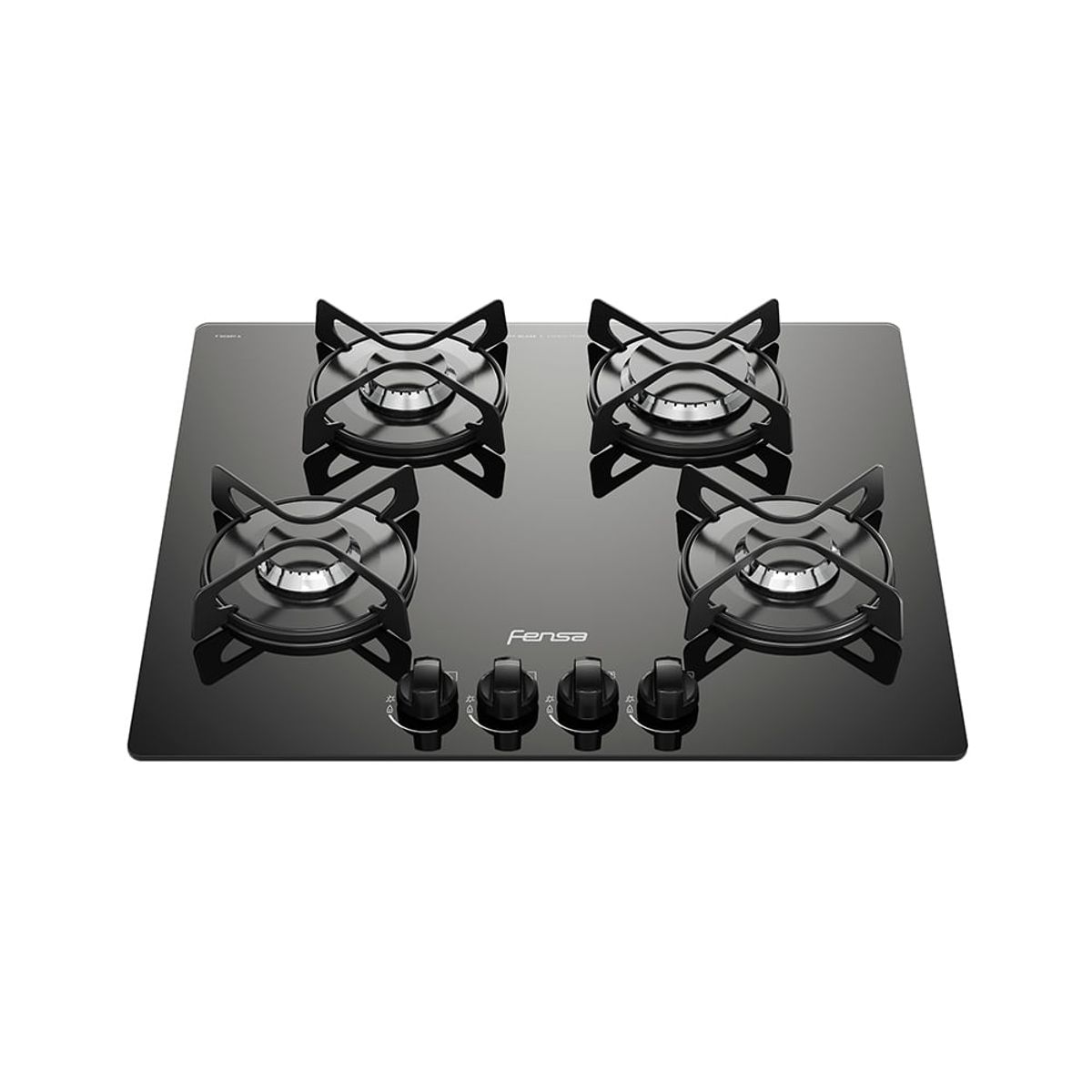 FENSA - Encimera a Gas 4 Platos Fensa Vidro Templado y Encendido Eléctrico F GC60V A Negra