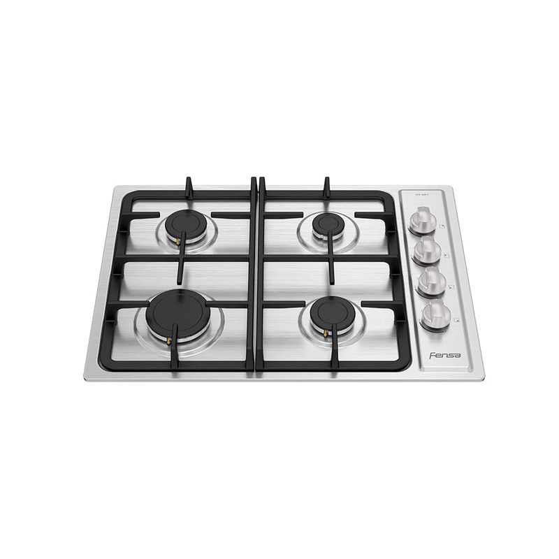 FENSA - Encimera a Gas 4 Platos Fensa Encendido Eléctrico y Parrilla Hierro Fundido FCE 4HF T Inox