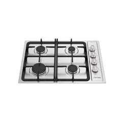 FENSA - Encimera a Gas 4 Platos Encendido Eléctrico y Parrilla Hierro Fundido FCE 4HF T Inox