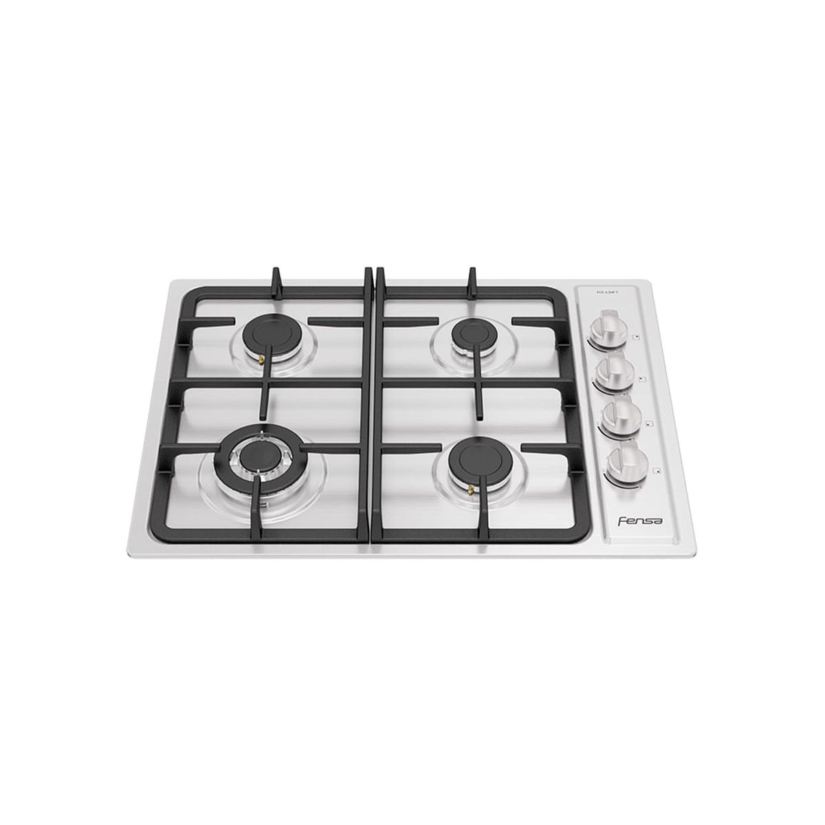 FENSA - Encimera a Gas 4 Platos Fensa Encendido Eléctrico y Parrilla Hierro Fundido FCE 4.3HF T Inox