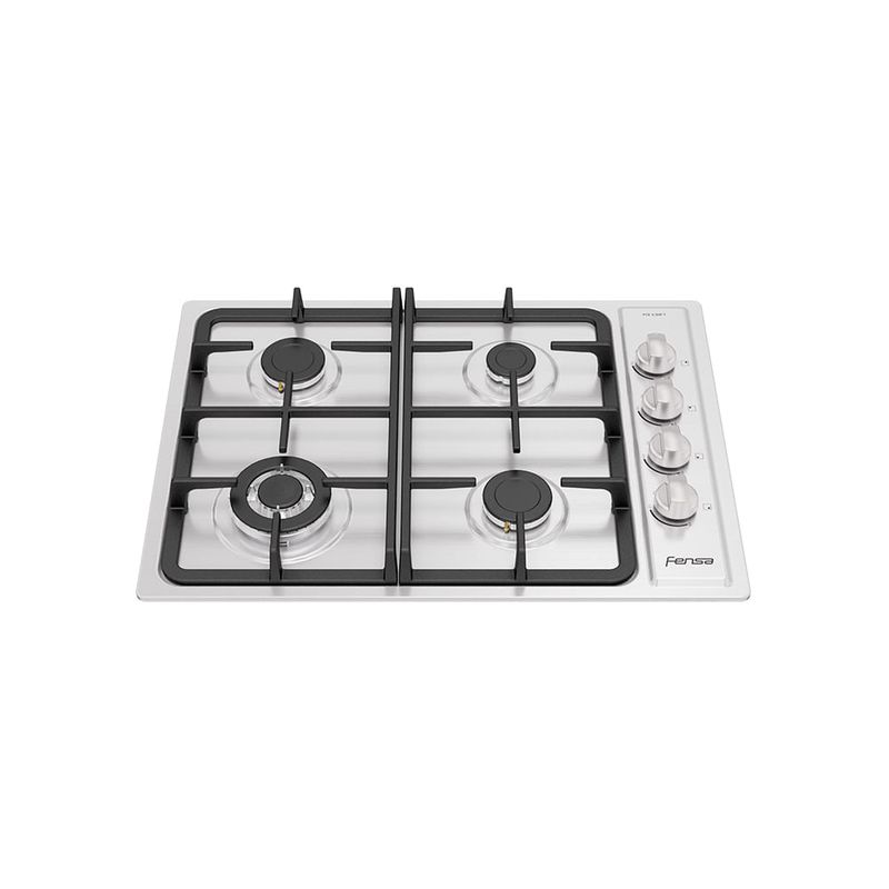 FENSA - Encimera a Gas 4 Platos Fensa Encendido Eléctrico y Parrilla Hierro Fundido FCE 4.3HF T Inox