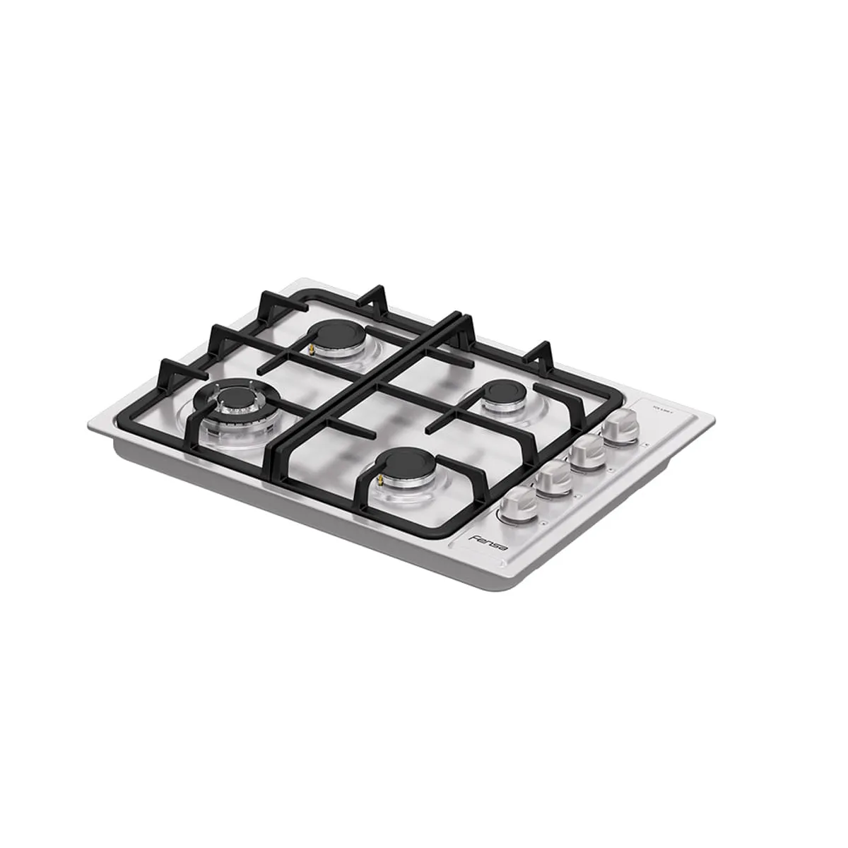 FENSA - Encimera a Gas 4 Platos Fensa Encendido Eléctrico y Parrilla Hierro Fundido FCE 4.3HF T Inox