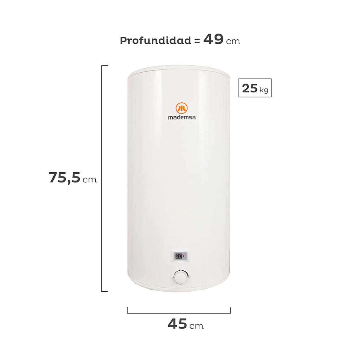 MADEMSA - Termo Eléctrico Mademsa 80 Litros Mural Term 80 Blanco