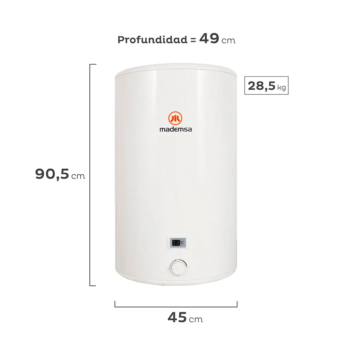 MADEMSA - Termo Eléctrico Mademsa 100 Litros Mural Term 100 Blanco