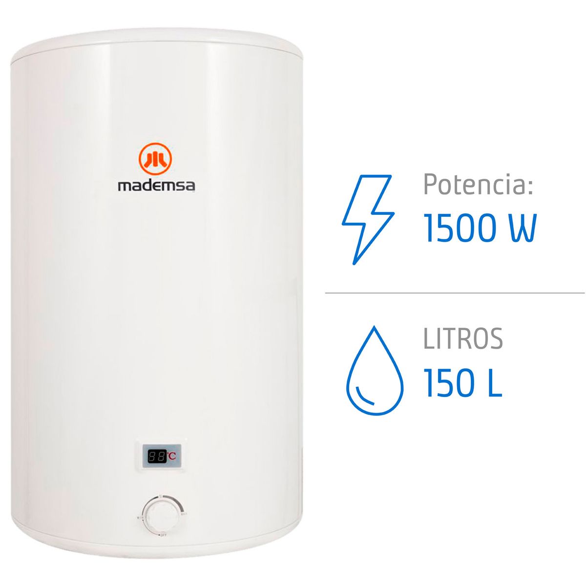 MADEMSA - Termo Eléctrico Mademsa 150 Litros Mural Term 150 Blanco