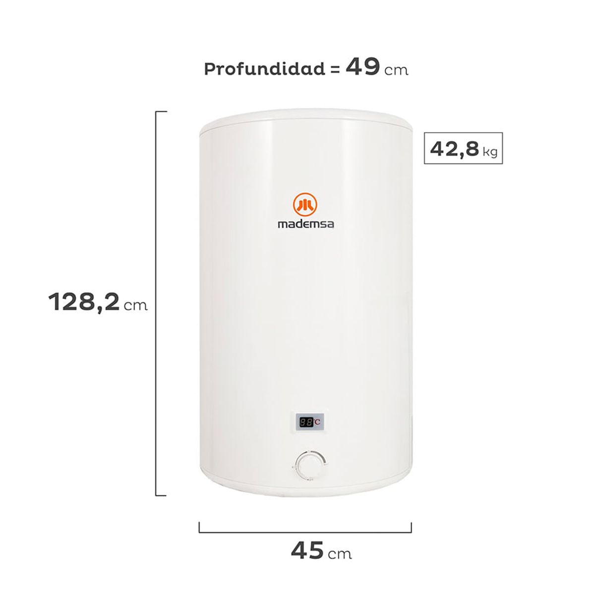 MADEMSA - Termo Eléctrico Mademsa 150 Litros Mural Term 150 Blanco