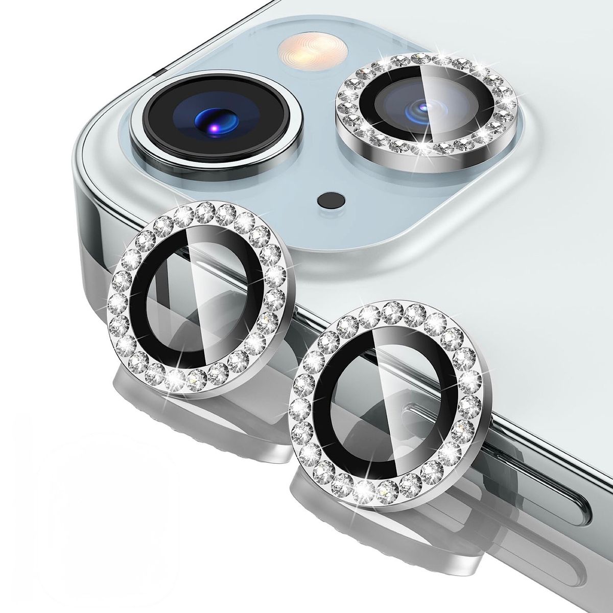 GENERICO - Protector De Lentes Diamante Para iPhone 15-15 Plus - Silver