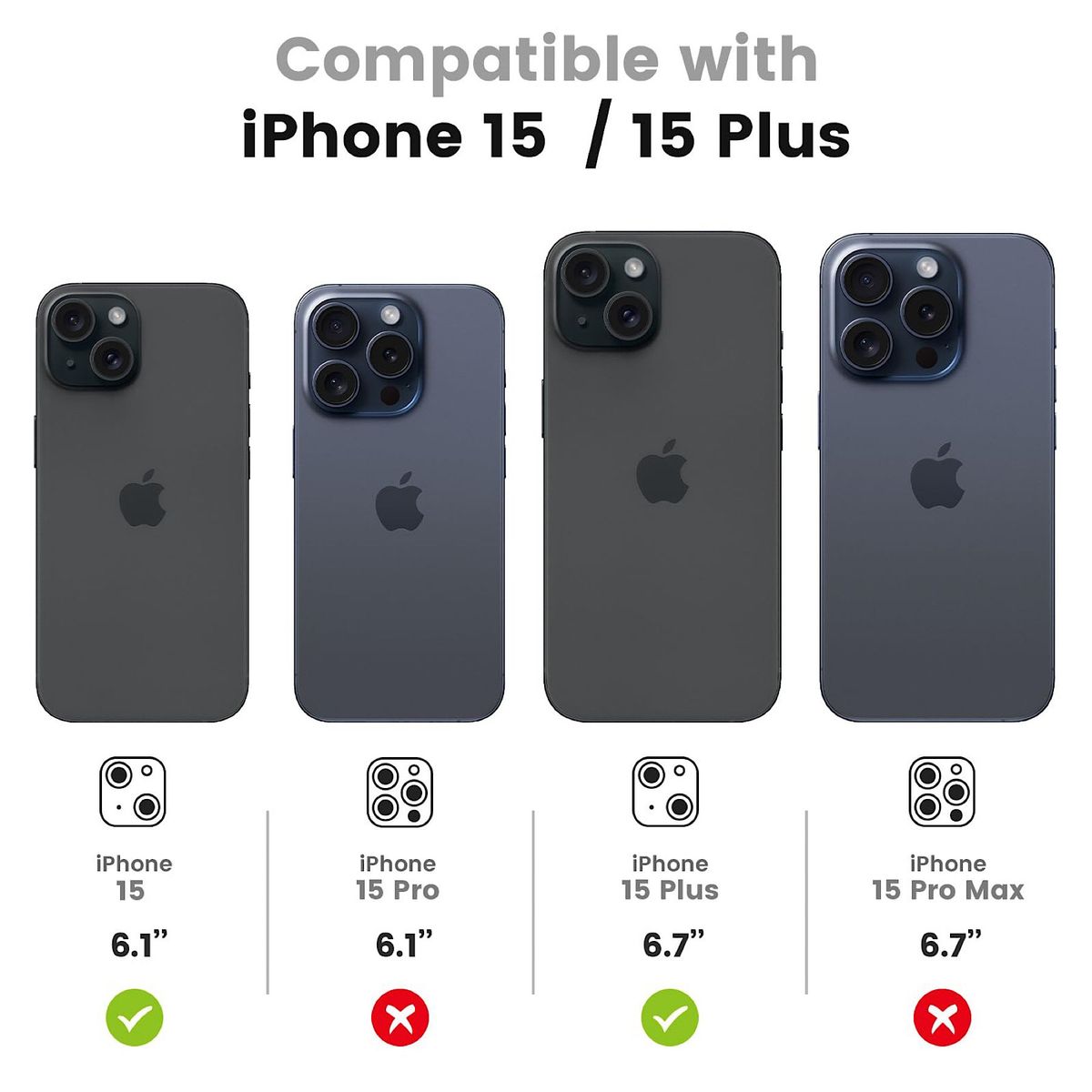 GENERICO - Protector De Lentes Diamante Para iPhone 15-15 Plus - Silver