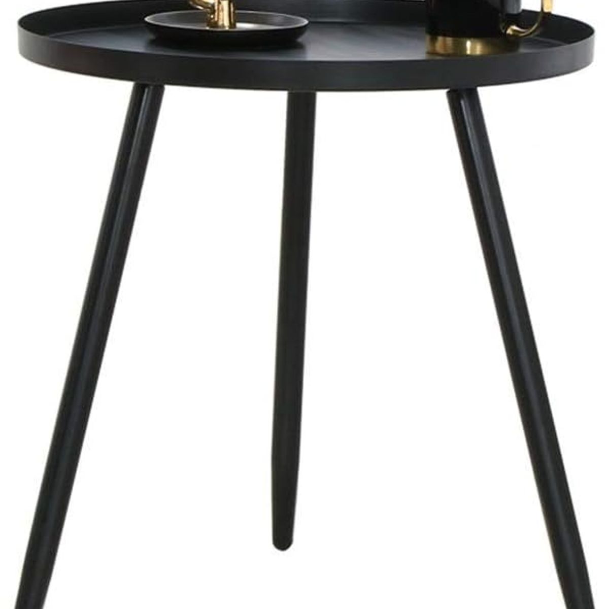 MOBOI - Mesa Lateral Auxiliar Centro Metalica Redonda 42x42x45cm Negro