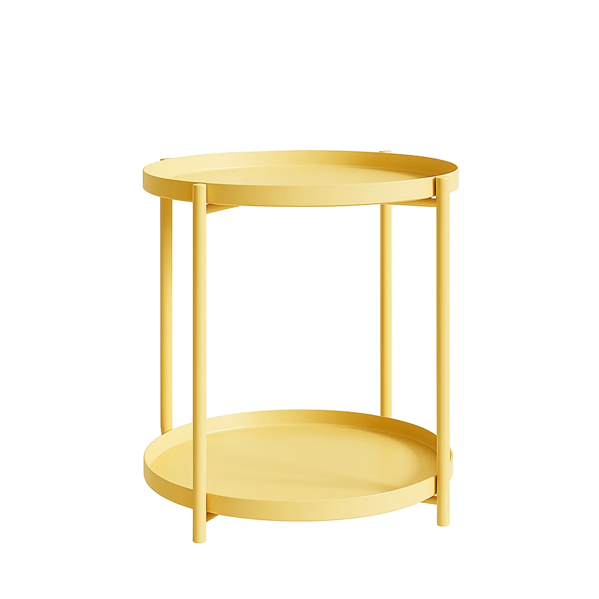 MOBOI - Mesa Lateral Auxiliar 2 Niveles Metalica 42x42x52cm Beige