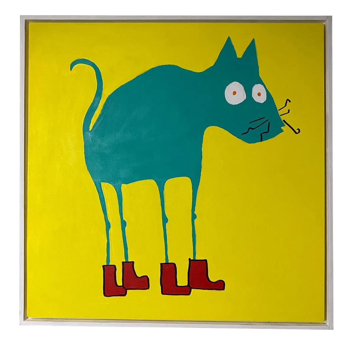 GENERICO - Cuadro Decorativo Gato Calipso Botas Rojas Moderno Pop Art 80x80 cm