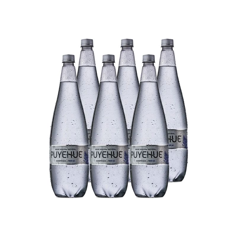 PUYEHUE - 6x Agua Mineral Natural Puyehue con gas 1500cc