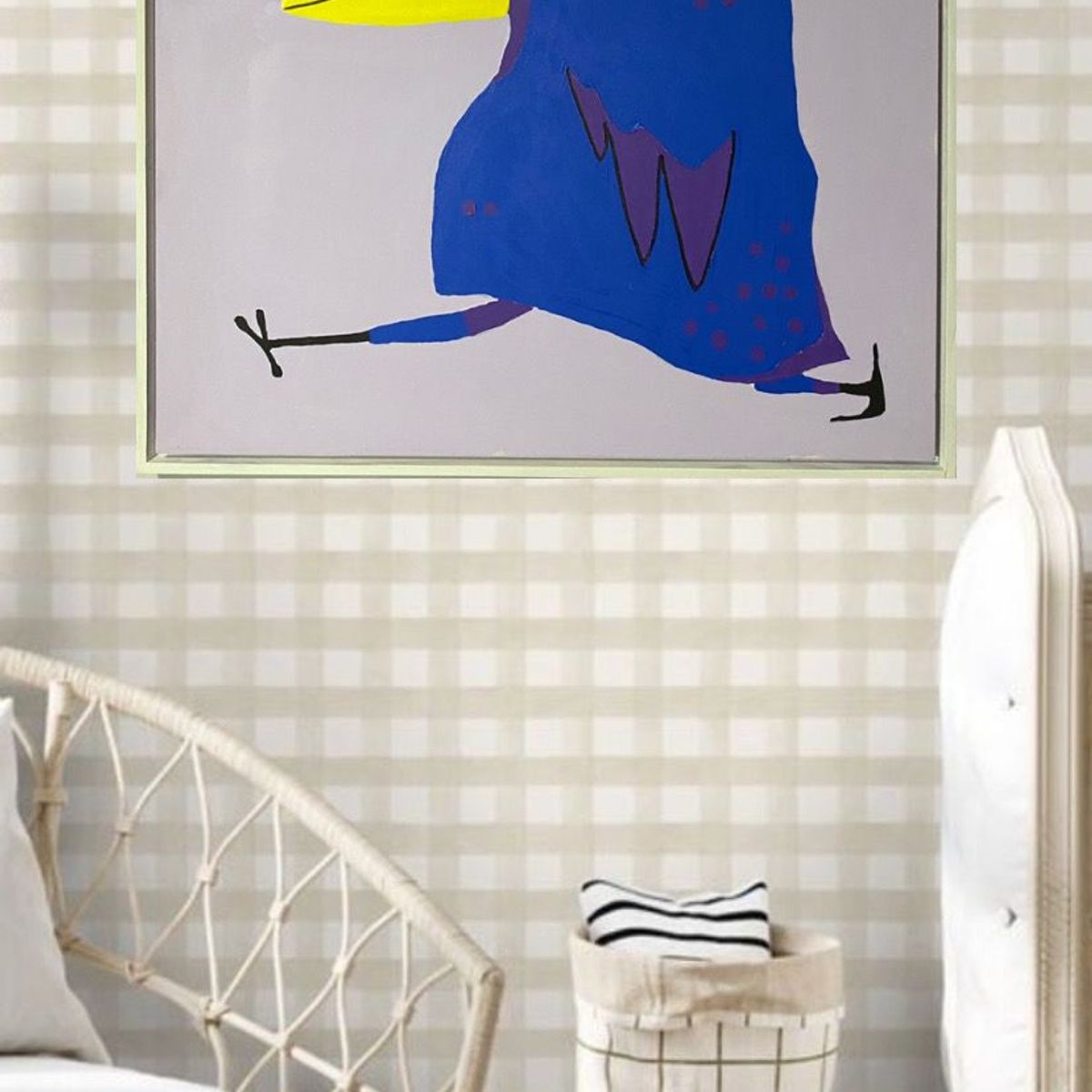 GENERICO - Cuadro Decorativo Pájaro Azul  Amarillo Moderno 80x80 cm